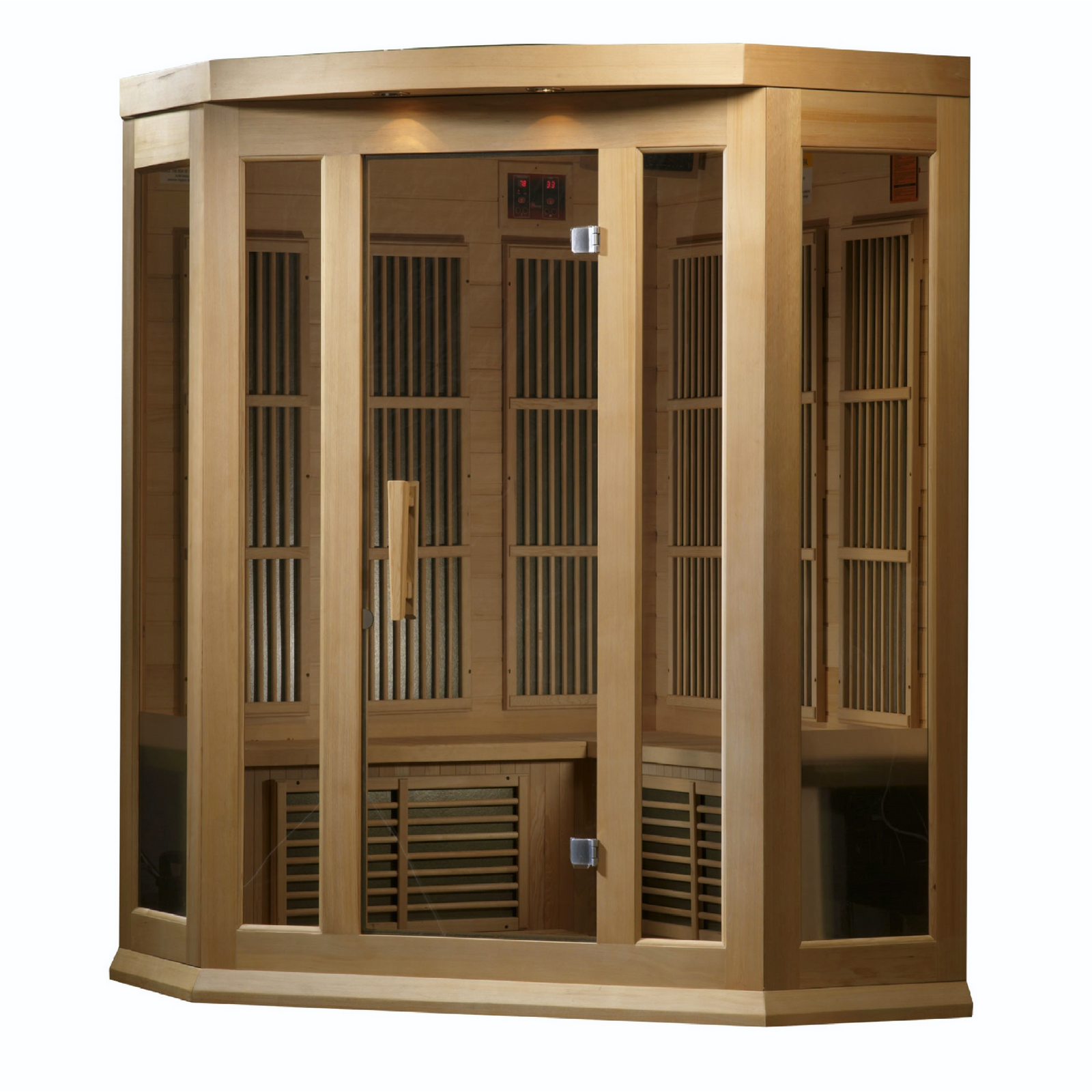 Maxxus 3-Person Corner Low EMF FAR Infrared Sauna (Canadian Hemlock)