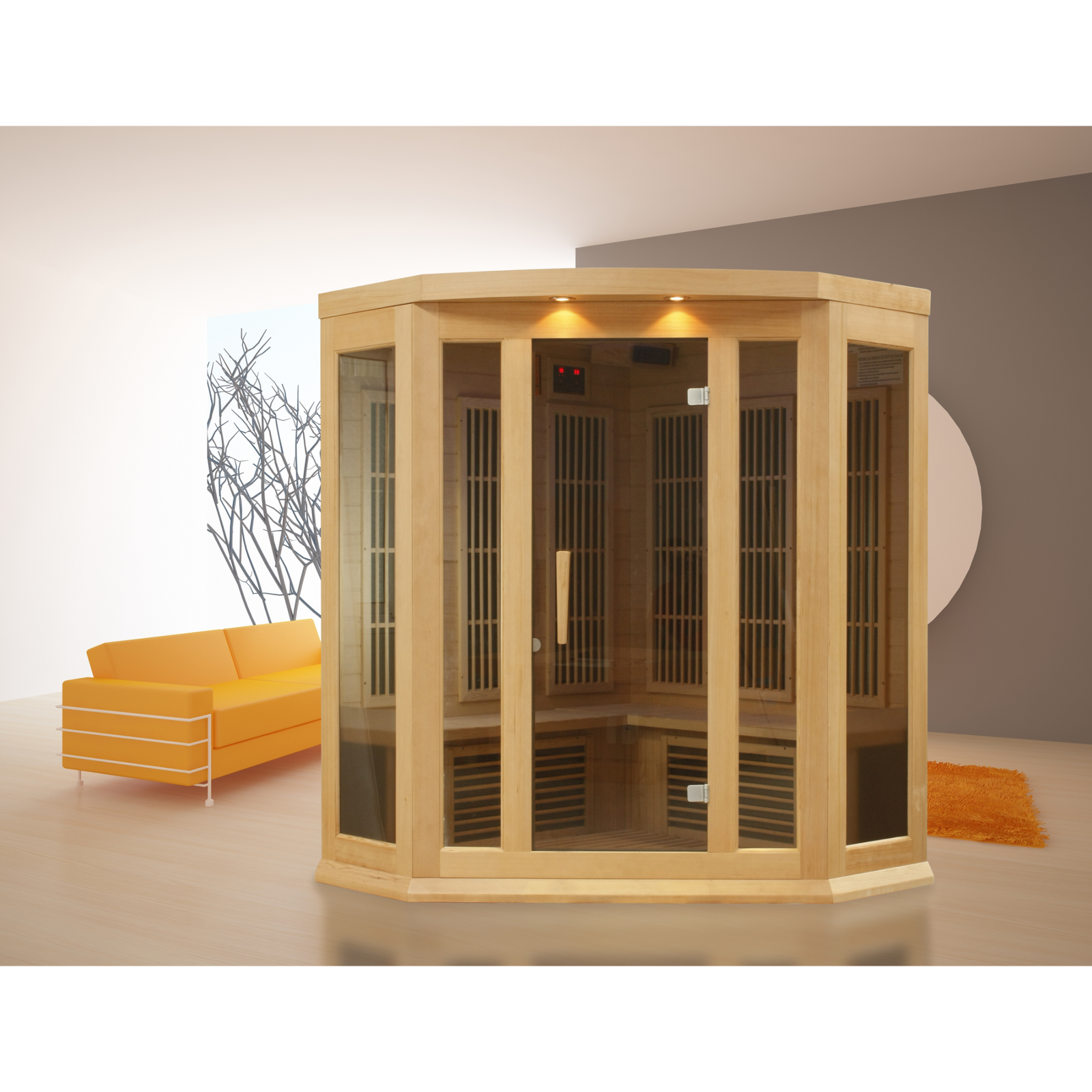 Maxxus 3-Person Corner Low EMF FAR Infrared Sauna (Canadian Hemlock)