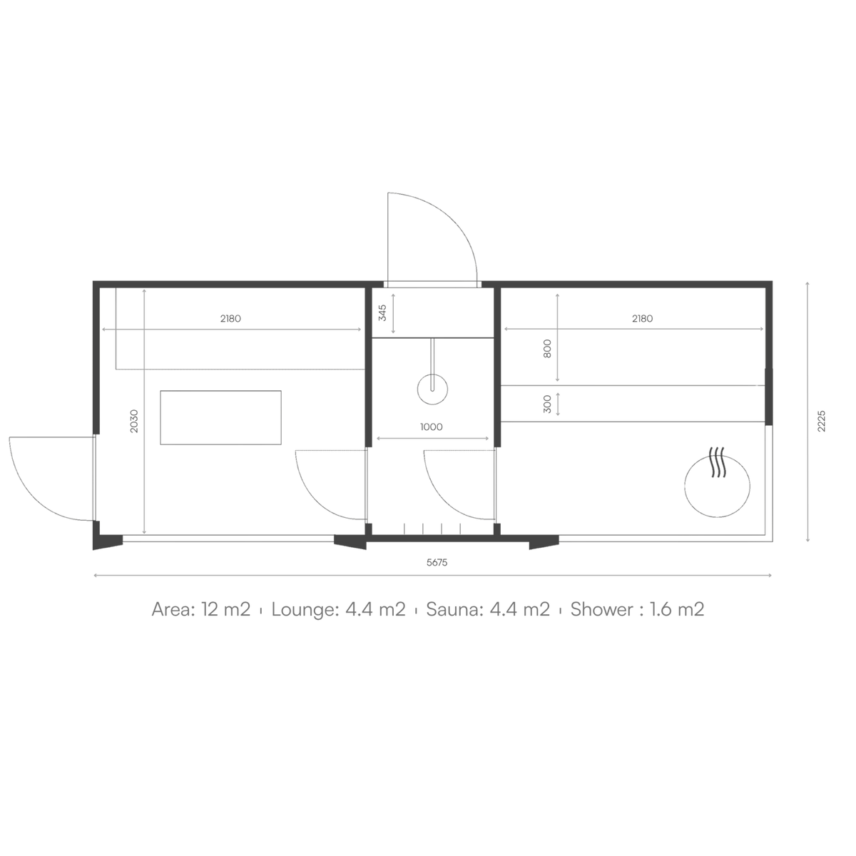 Genevas St. Moritz Pre-Assembled Outdoor Sauna with Lounge & Shower Cabin
