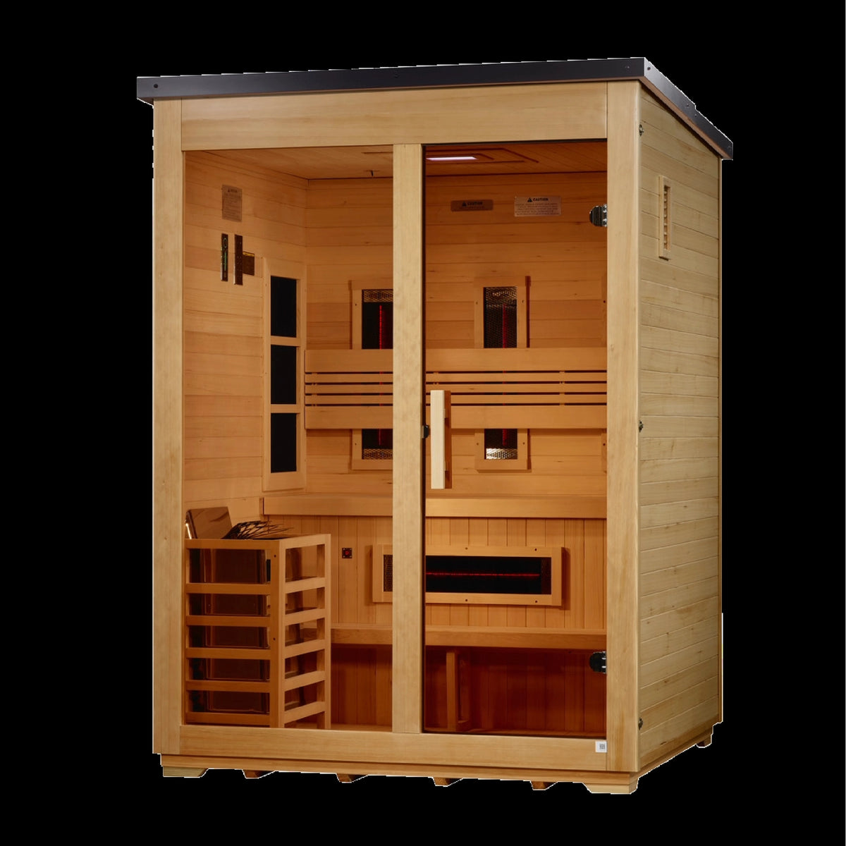 Golden Designs "Carinthia" 3 Person Hybrid (PureTech™ Full Spectrum IR or Traditional Stove) Outdoor Sauna - Flat Roof