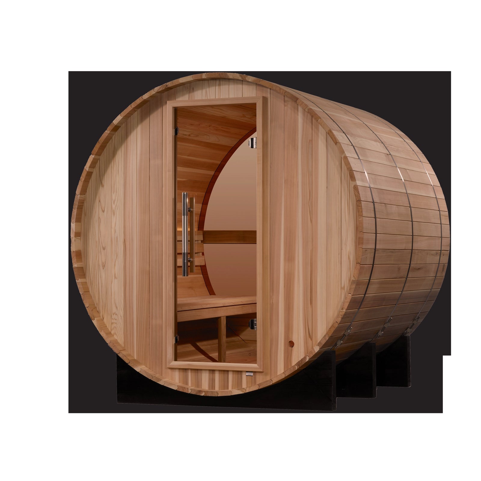 Golden Designs "Zurich" 4 Person Barrel Traditional Sauna with Bronze Privacy View - Pacific Cedar