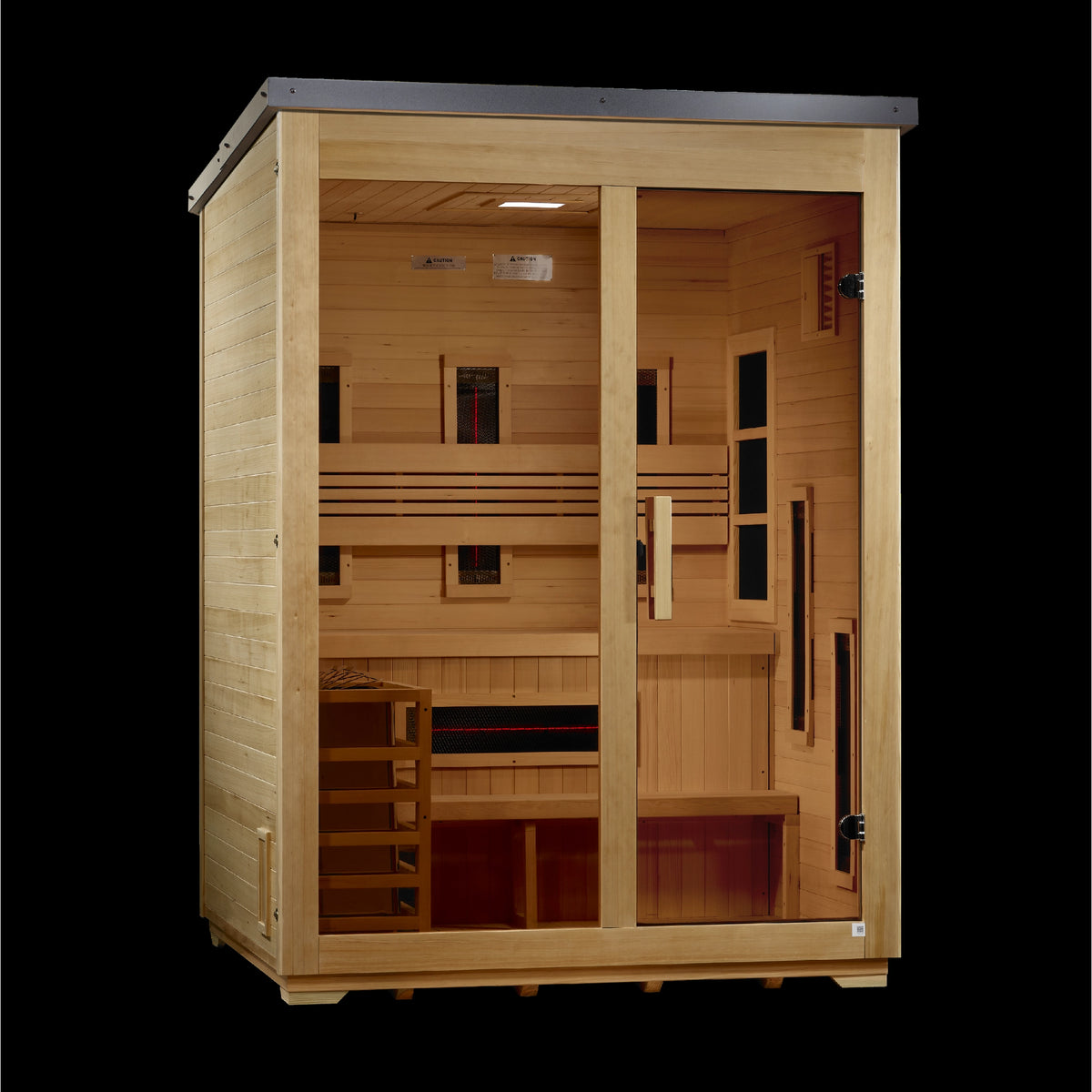 Golden Designs "Carinthia" 3 Person Hybrid (PureTech™ Full Spectrum IR or Traditional Stove) Outdoor Sauna - Flat Roof