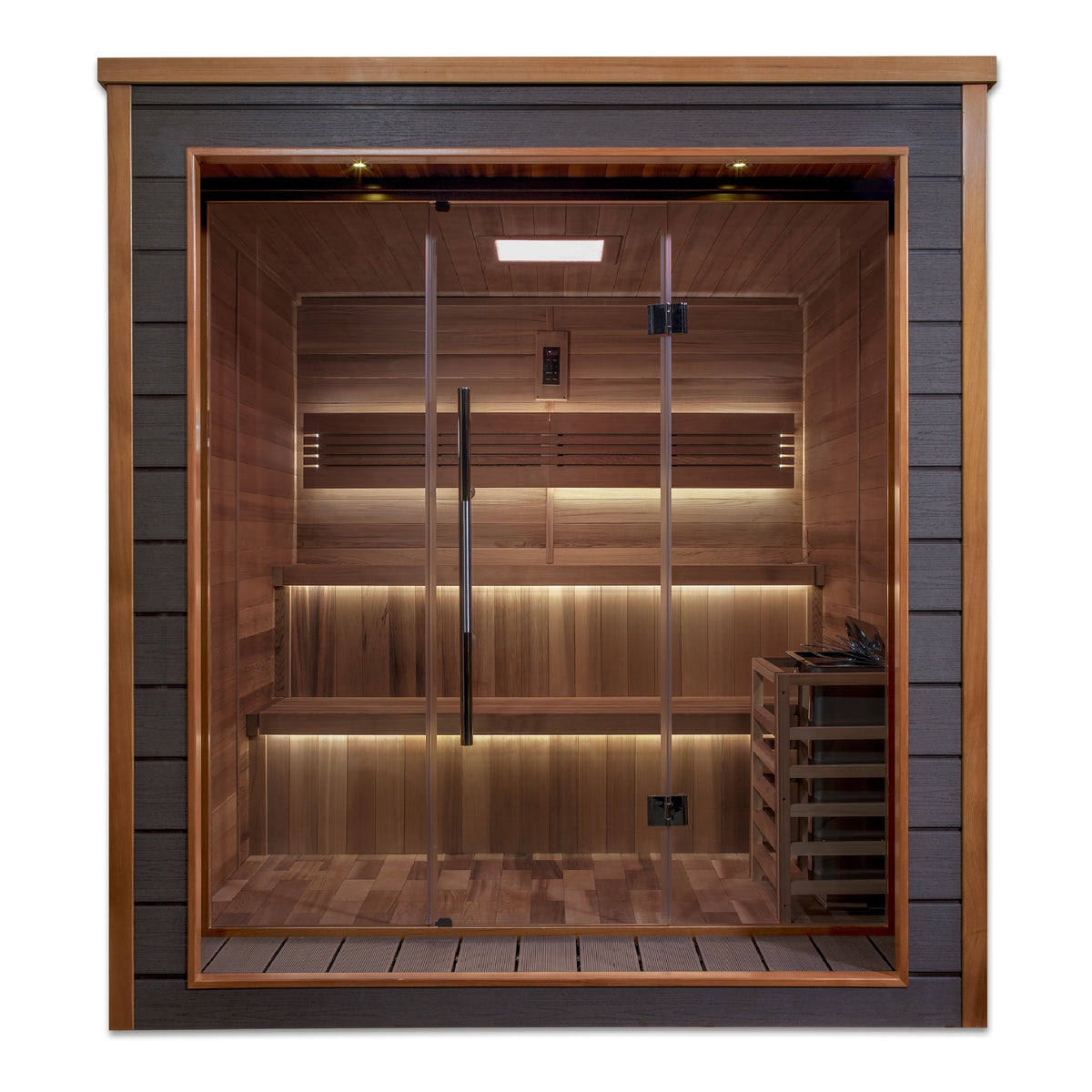 Golden Designs Bergen 6 Person Outdoor Traditional Sauna - Canadian Red Cedar Interior