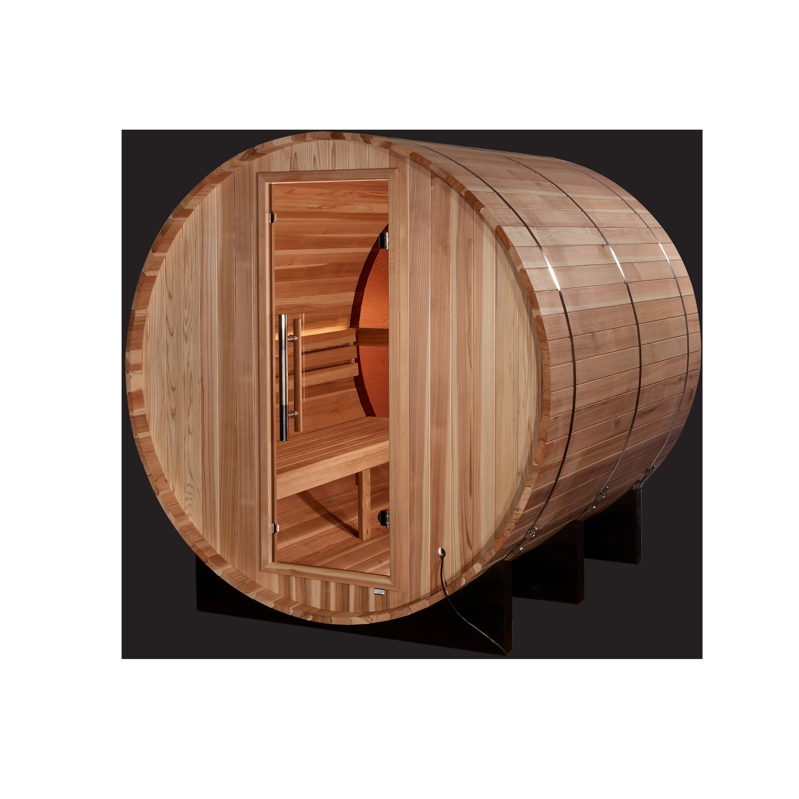 Golden Designs "Zurich" 4 Person Barrel Traditional Sauna with Bronze Privacy View - Pacific Cedar