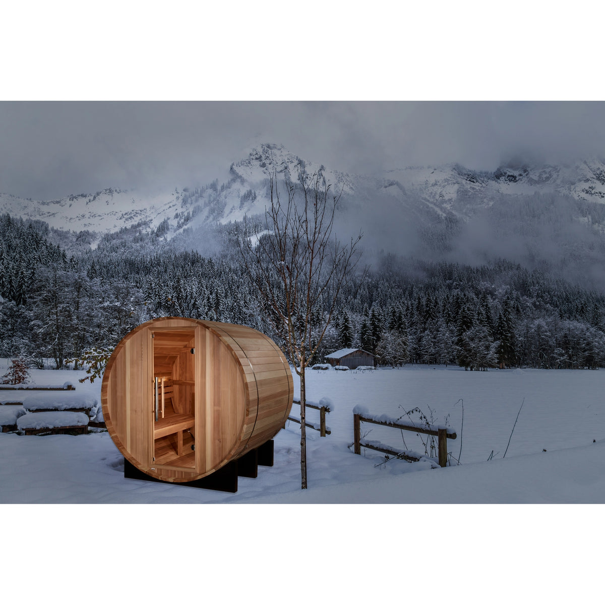Golden Designs "St. Moritz" 2 Person Barrel Traditional Sauna - Pacific Cedar