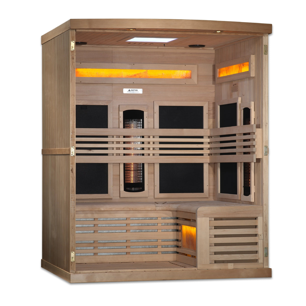 Golden Designs 3-Person Full Spectrum PureTech™ Near Zero EMF (Under 3MG) FAR Infrared Sauna with Himalayan Salt Bar (Canadian Hemlock)